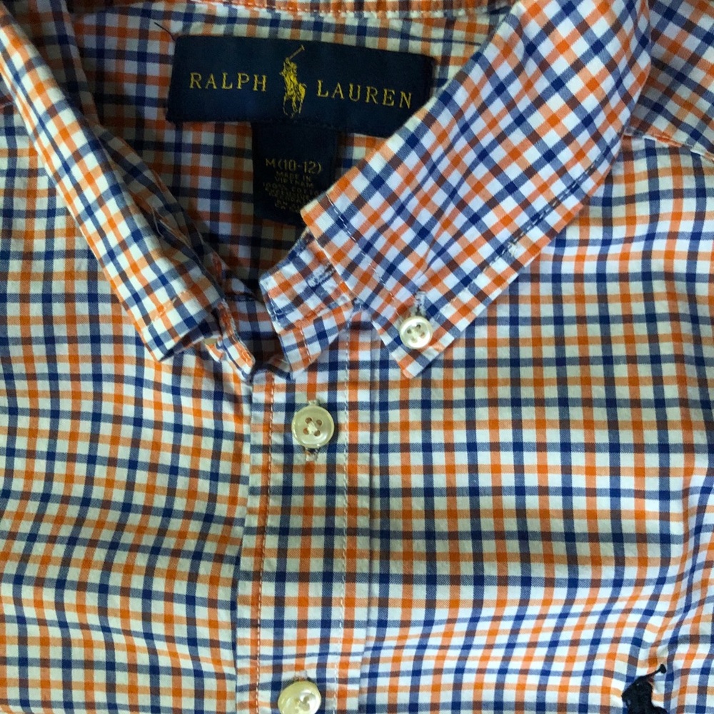 Ralph Lauren Boys Long Sleeve Poplin Plaid Shirt - Picture 6 of 8